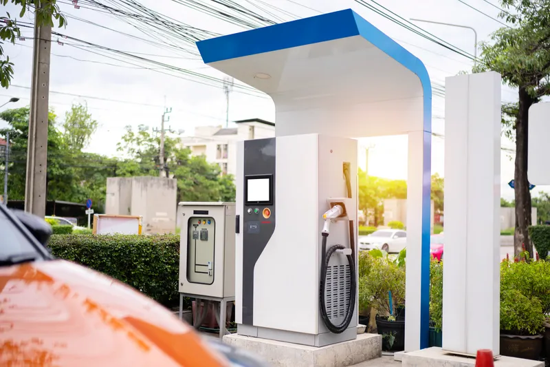 EV charging station installation at commercial facility